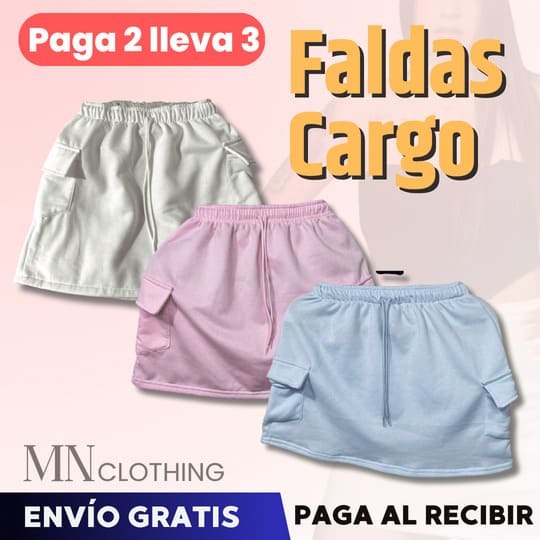 Pack X3 Falda Cargo Algodón-PAGA 2 LLEVA 3