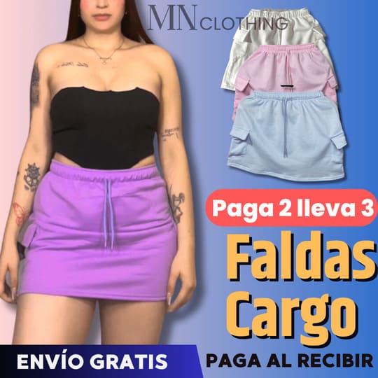 Pack X3 Falda Cargo Algodón-PAGA 2 LLEVA 3