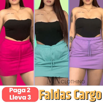 Pack X3 Falda Cargo Algodón-PAGA 2 LLEVA 3